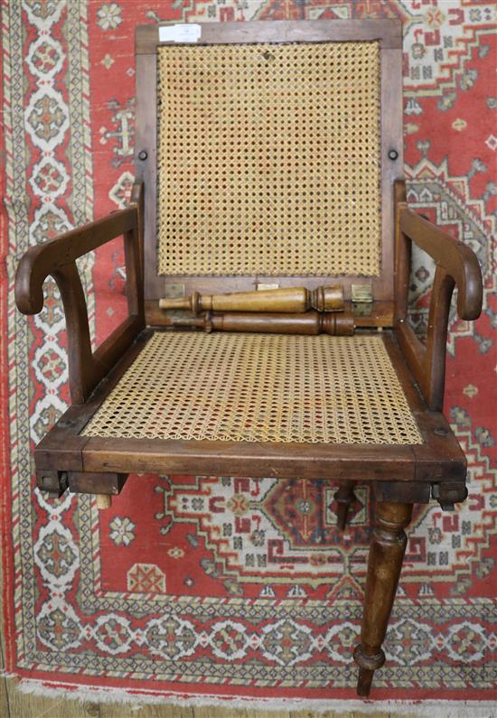 A 19th century brass mounted mahogany campaign chair, W.1ft 7in.